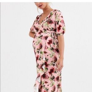 NWT Asos pink floral maternity dress sz 6 // 1564